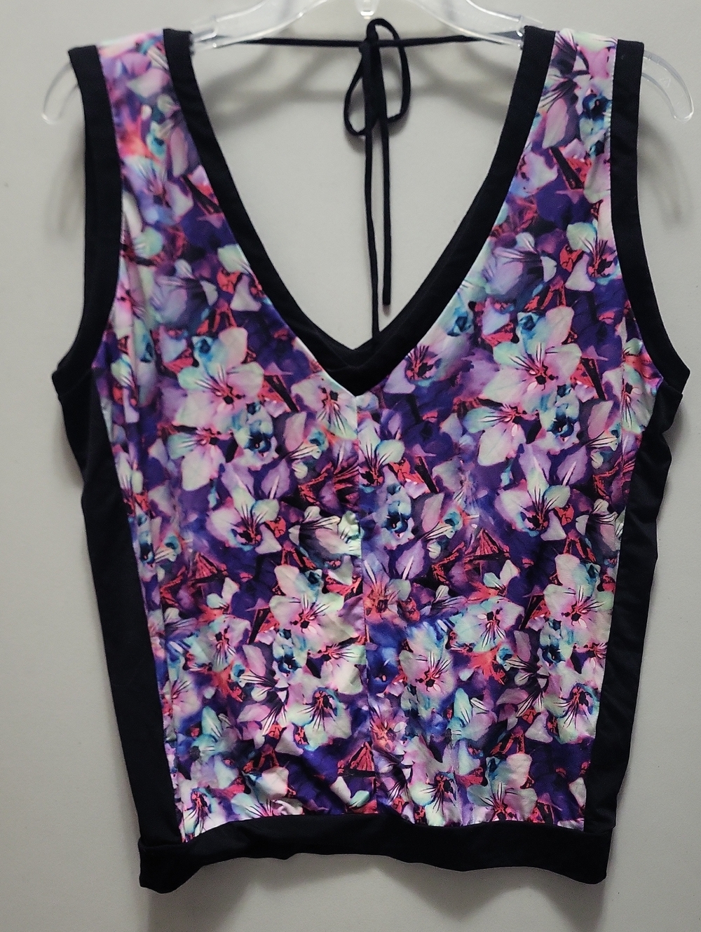 Express Floral V-Neck Tank Top - Purple Multi